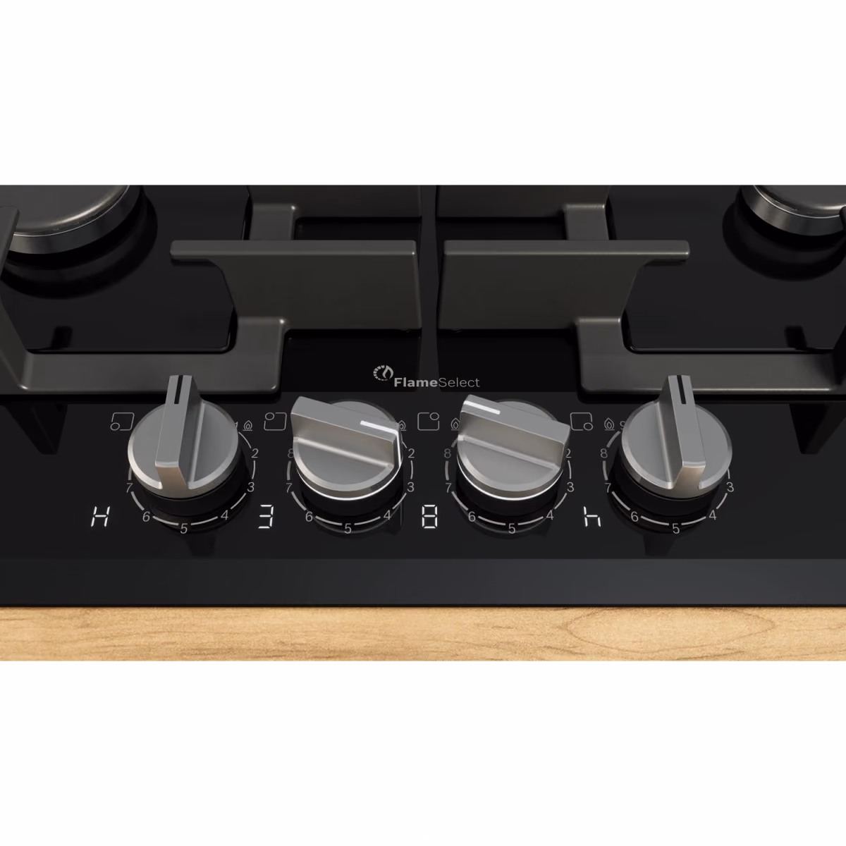 Series 8, Built-In Gas Hob 60cm, Cast Iron Pan Support, Full Safety, One Hand Auto Ignition, Detachable Sword Knobs, Flame Select 9 Step, Home Connect, Black Tempered Glass, Made in Spain - Series 8, Built-In Gas Hob 60cm, Cast Iron Pan Support, Full Safety, One Hand Auto Ignition, Detachable Sword Knobs, Flame Select 9 Step, Home Connect, Black Tempered Glass, Made in Spain
