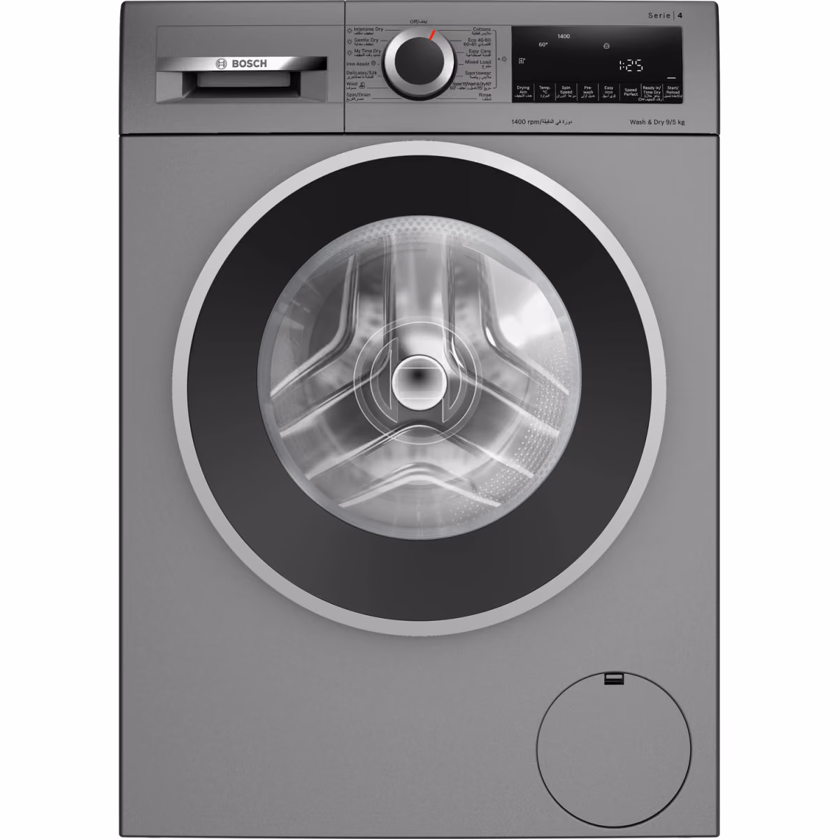 Series 4, Front Load Washer Dryer, 9 5KG, 1400RPM, Silver Inox, 49DB, Made in China - Series 4, Front Load Washer Dryer, 9 5KG, 1400RPM, Silver Inox, 49DB, Made in China