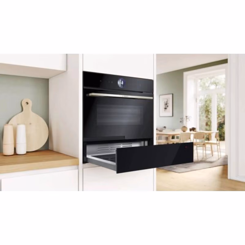Series 8, Built-In Warming Drawer 14cm, 1 cooking mode, Rotary knob, 6 Power Level, 12 reference Plates, 64 espresso cups, Home Connect, Black Color, Made in France