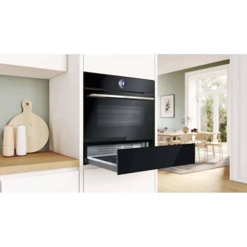 Series 8, Built-In Warming Drawer 14cm, 1 cooking mode, Rotary knob, 6 Power Level, 12 reference Plates, 64 espresso cups, Home Connect, Black Color, Made in France