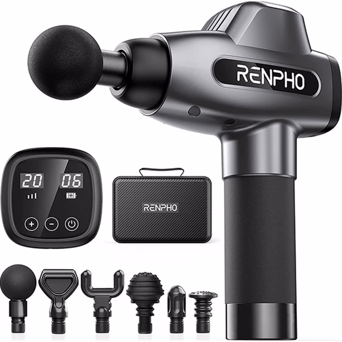 RENPHO Percussion Massage Gun, 20 Speeds with 6 Heads. - RENPHO Percussion Massage Gun, 20 Speeds with 6 Heads.