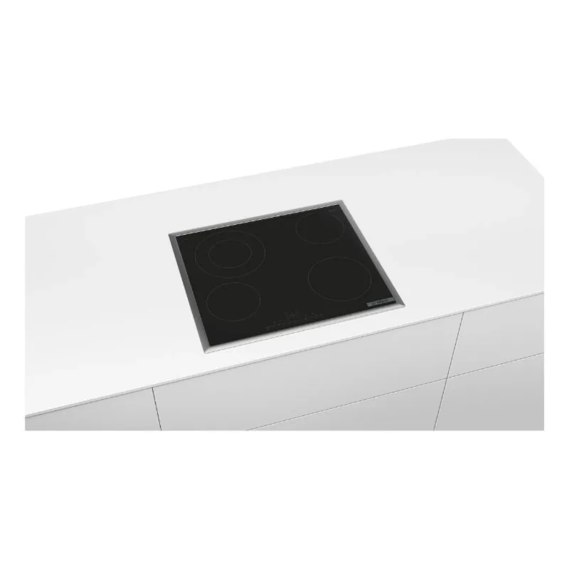 Sereis 6, Built-In Ceramic Hob 60cm, Touch Control, 4 Cooking Zone with stainless steel frame, 17 Power Levels, 1 expandable Zone, Made in Germany