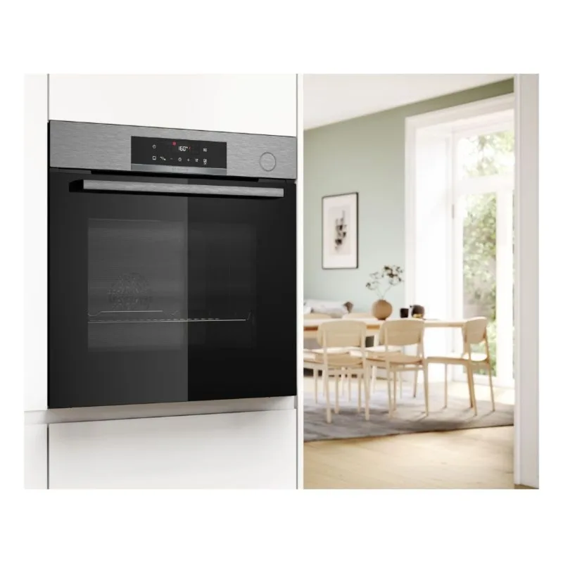 Series 4, Built-In Electric Oven 60cm with added Steam, 8 Cooking Function, Air Fry, 15 Auto Programmes, EcoClean Direct program, Stainless Steel, Made in Spain