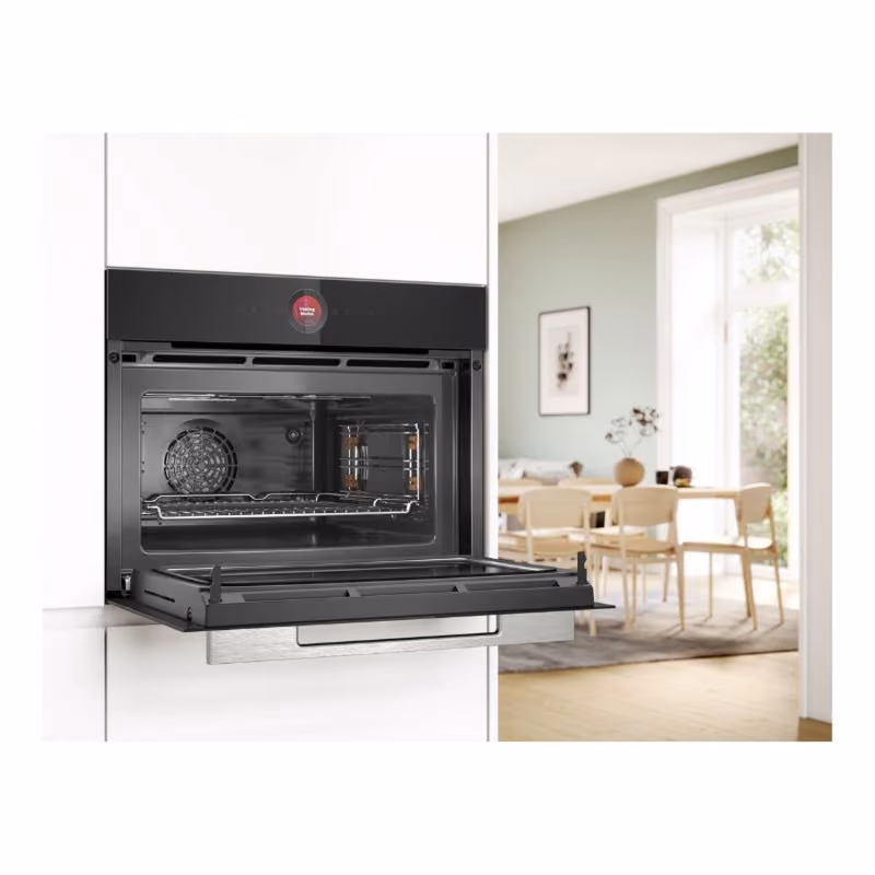 Series 8, Built-In Compact Oven with Microwave 60cm, Hydrolytic cleaning, 5 Power Levels, 16 Cooking Modes, Home Connect, Black Color, Made in Germany