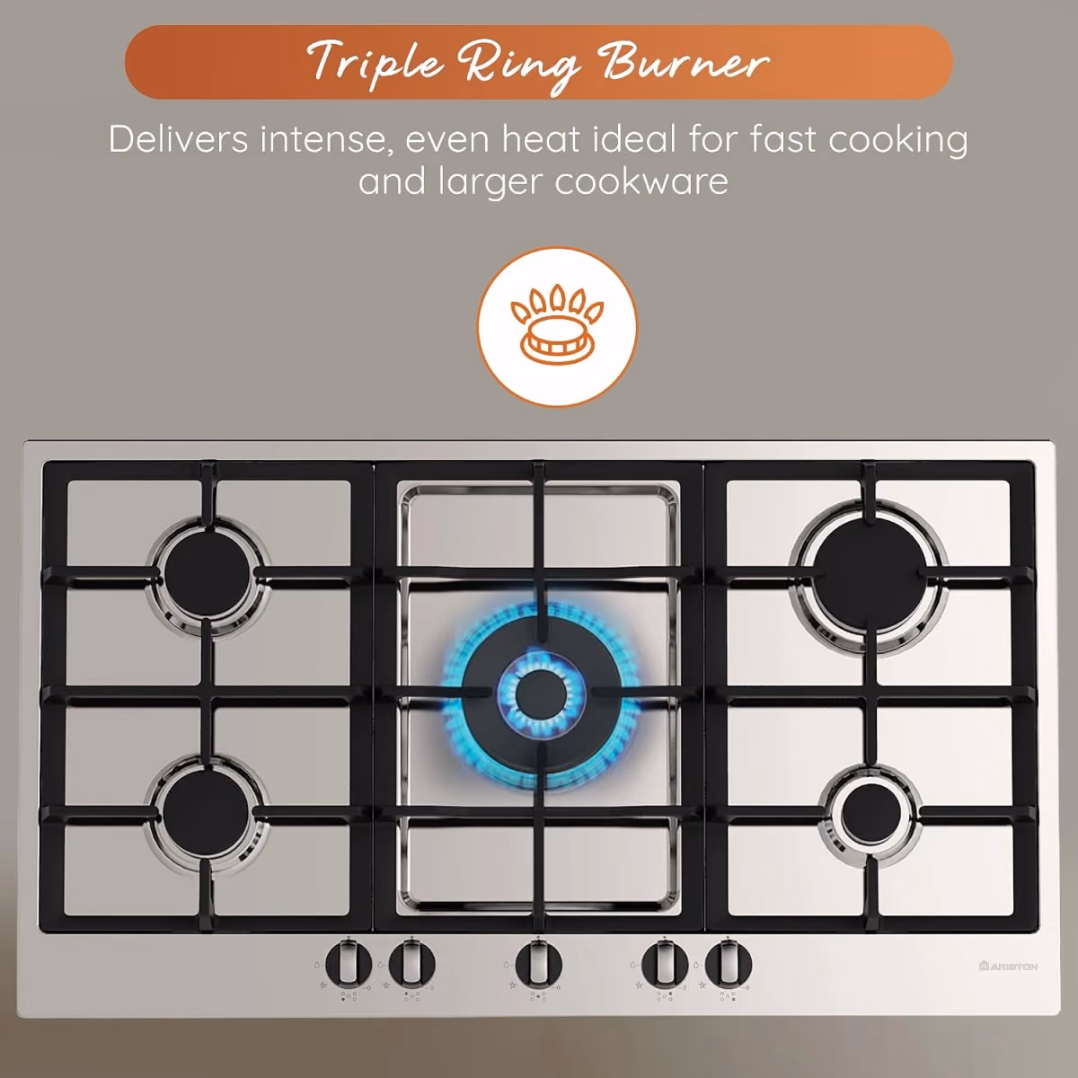 Ariston Gas Hob Built-In - Silver - PK951 T GH, 90cm - Ariston Gas Hob Built-In - Silver - PK951 T GH, 90cm