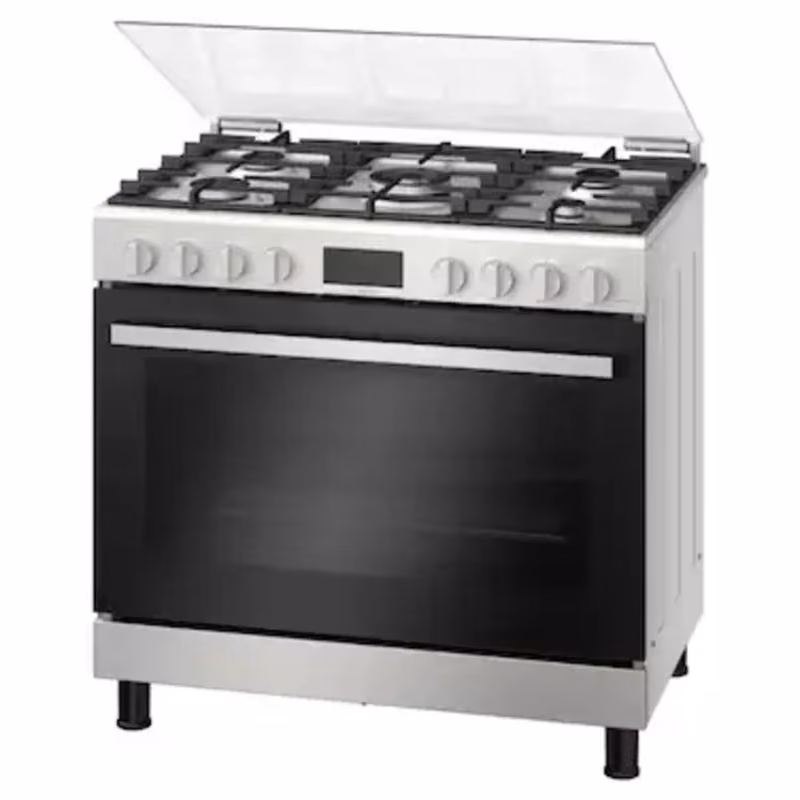 Series 6, Full Gas Hybrid Cooker 90cm, Digital Timer, Rotessirie, Stainless Steel, Made in Egypt